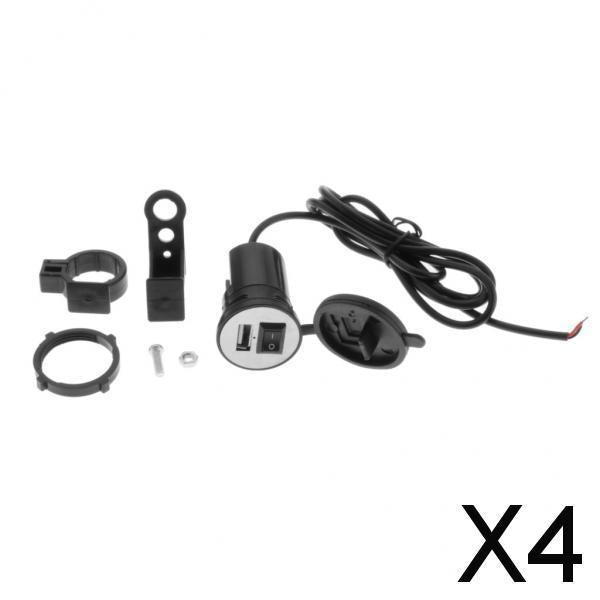 4xMotorcycle Mobile Charger USB mobile charger Single USB Car Charger Socket Black