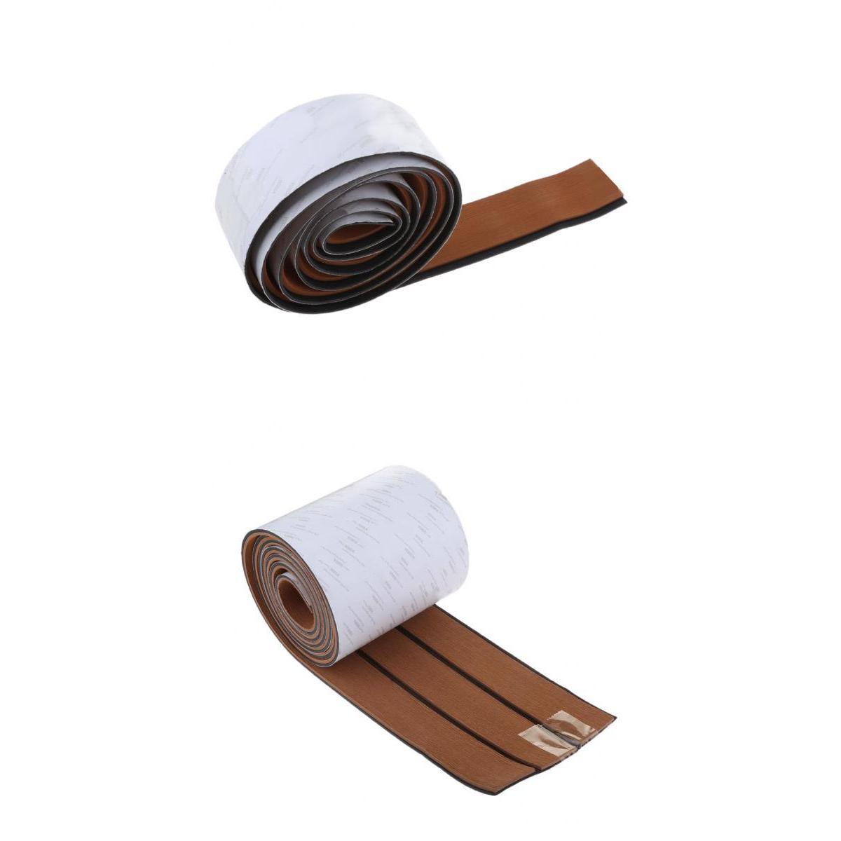 2 x Boat Flooring Mat Faux Teak Decking Sheet Pad Light Brown Black Stripe