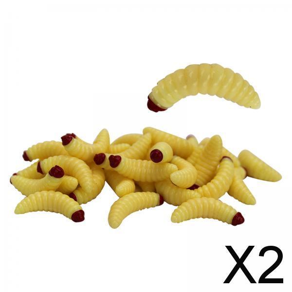 2x50pc Plastic Soft Fishing Lures Bass Fishing Worms Fishing Bait Worm Baits