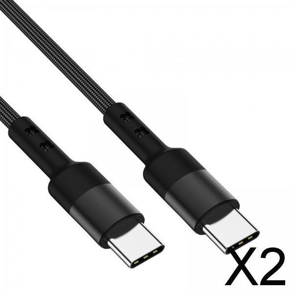 2xUSB C to USB c data Cable 3.8mm Od Durable for Computer Smartphones Notebook 50cm Black