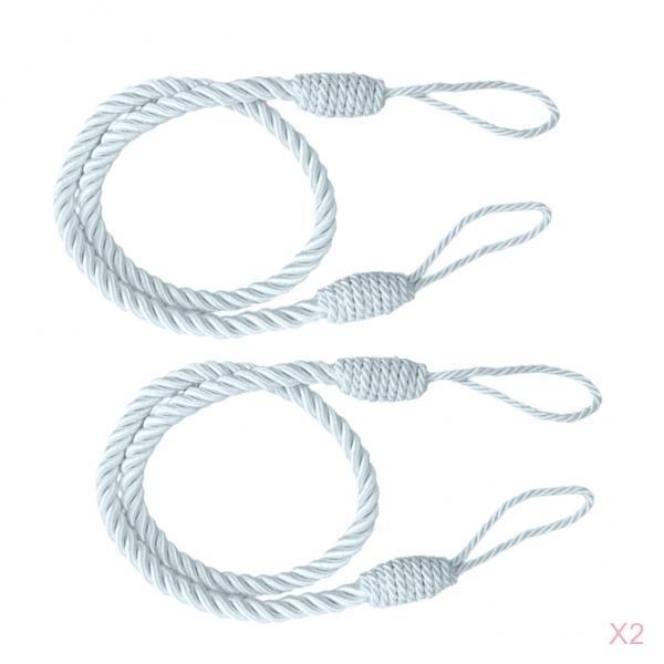 4 PCS Rope Curtain Drape Tiebacks Tassel Living Room Bedroom Silver Grey