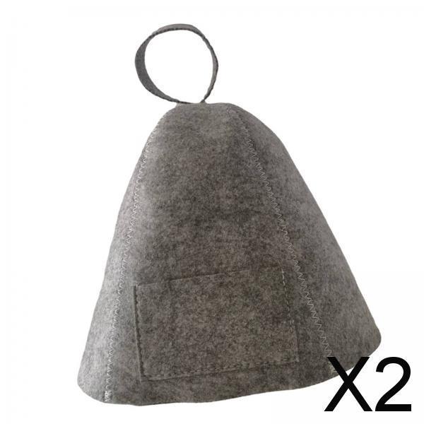 2xSauna Hat Head Protection Steam Room Hat for Shower Woman & Man Gray