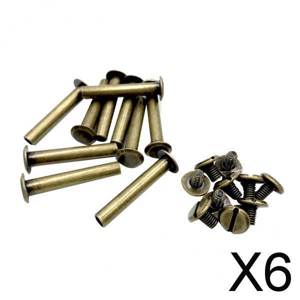 6x10pcs Posts Binding Screws Rivets Scrapbooking Picture Album Binding 10x30mm