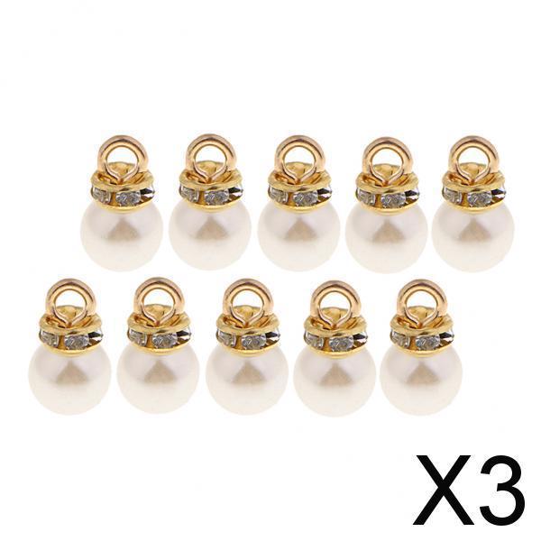 3x10 Piece Round ABS Imitation Pearl Charm Pendant for Jewelry DIY Making 8mm