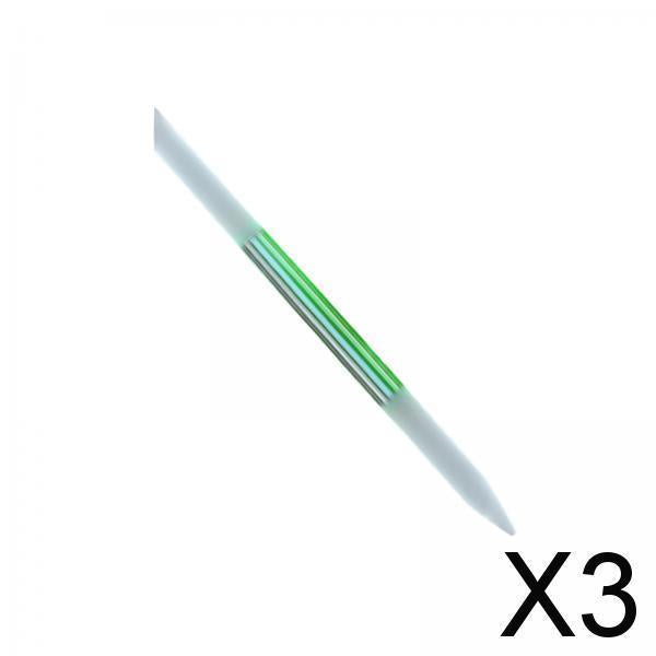 3xDual Ended Glass Cuticle Pusher Manicure Stick Tool Reusable for Nail Salons Green