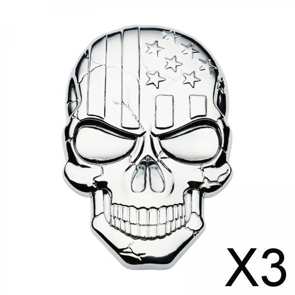 3x3D Decal Skull Car Sticker Modification Plating for Motorcycle Truck Silver