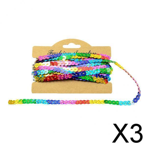 3x5Yd Sequins Paillette Ribbon Trim Braid Trim Lace DIY Sewing crafts rainbow