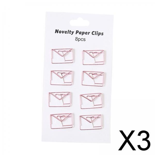 3x8x Novelty Paper Clips Metal Party Invitation Card Document Organization Pink Envelope