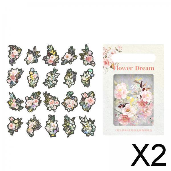 2x40Pcs Plant Stickers Set Scrapbooking Stickers for Planner Diary Card Making Flower
