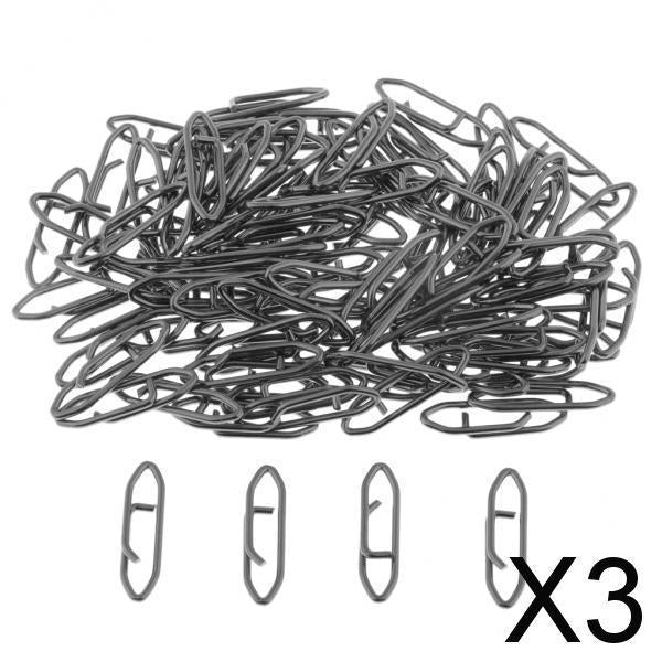 3x100Pcs Carbon Steel Fishing Snap Hook Connector Hooked Snap Tackle 2.4x0.6cm