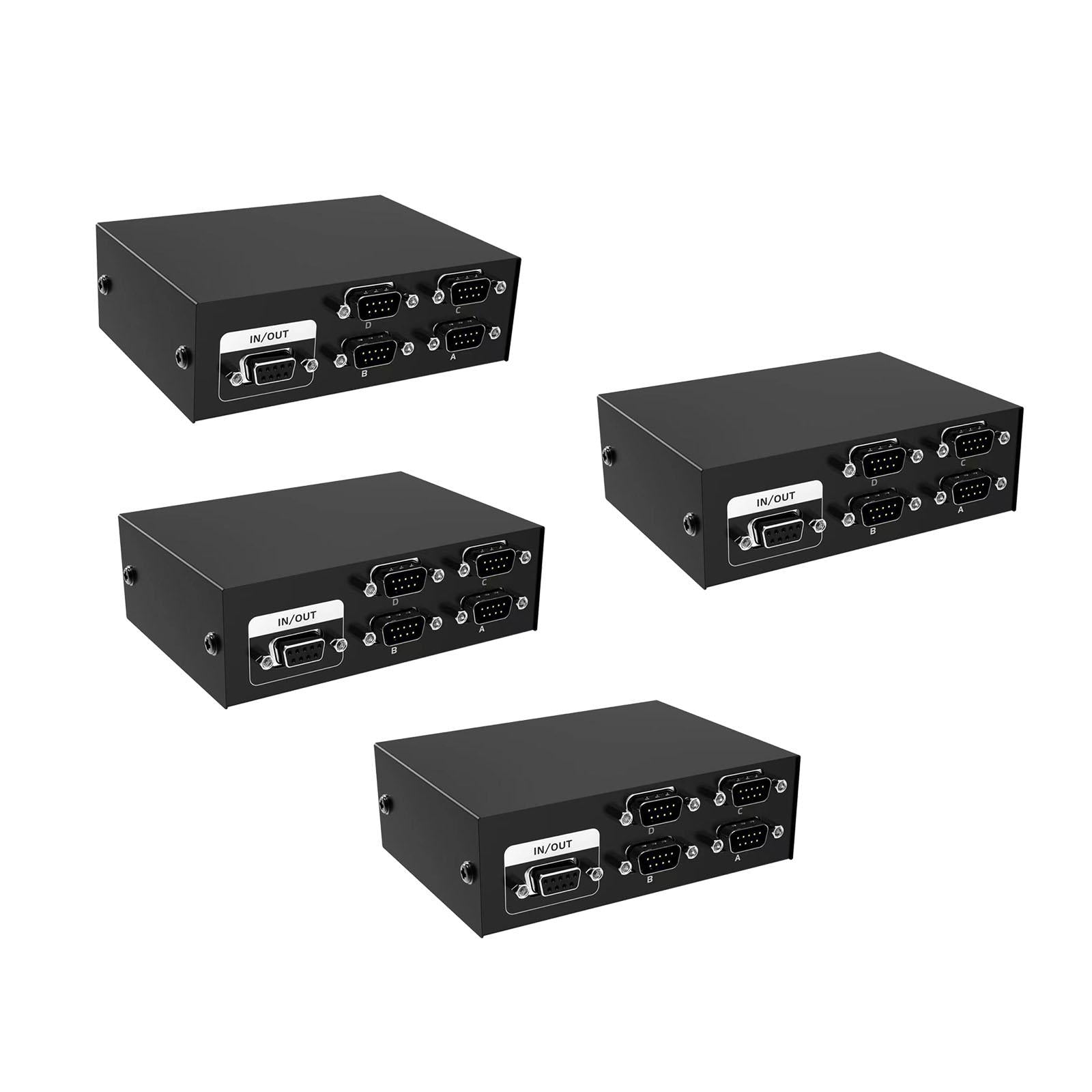 4xPrinter DB9 Pin Serial RS232 Switch Box Manual 4Port Data Sharing Switcher