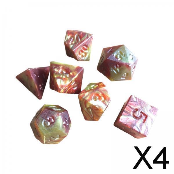 4x7-Pack Double Color Multi Sided Dice 7-Die Acrylic for DND RPG Entertainment