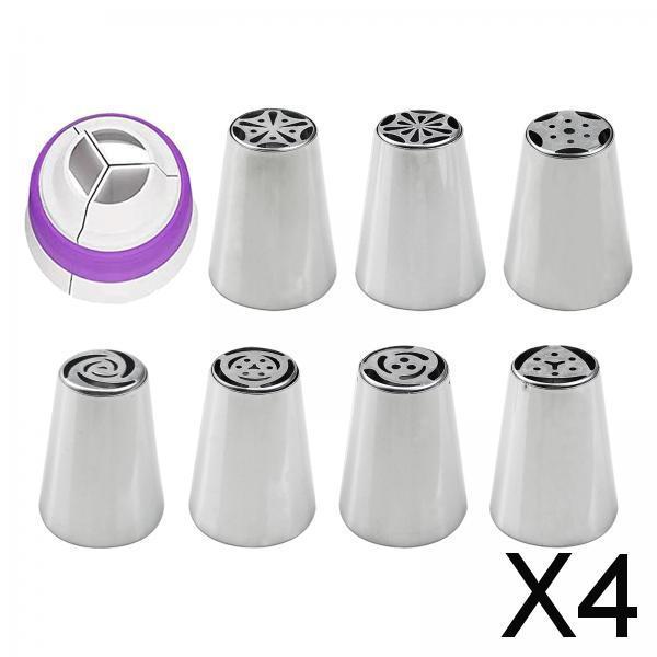 4xRussian Piping Tips Frosting Piping Kit DIY Piping Tips Set for Cookie 8Pcs
