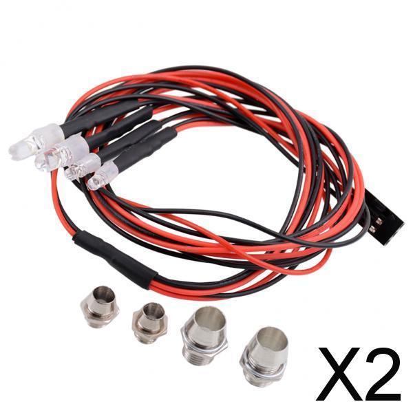 2xHeadlights for 1/5 1/8 1/10 1/12 1/16 RC Car Truck 4 LED Light Kit Red White