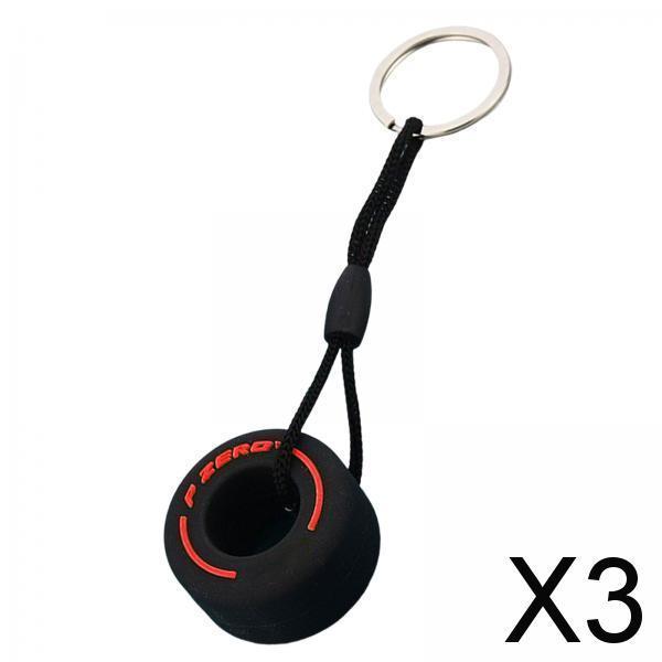 3xTire Key Chains Bag Charm Rubber Keyfob Mini Keyring for Car Accessories Men Red