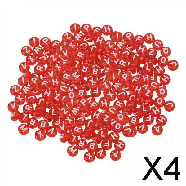 4x200Pcs Acrylic Jewelry Beads Round for Bracelets Key Chains Handmade Gift style D