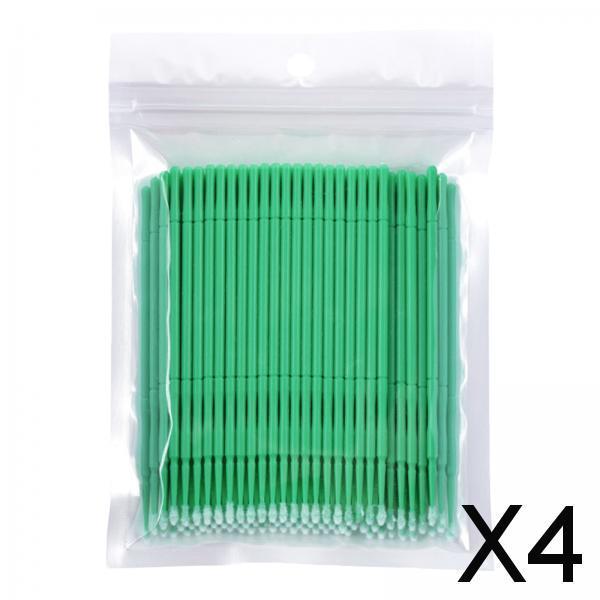 4x100 Pieces Micro Applicator Brushes for Eyelashes Mascara Makeup Application Green Medium