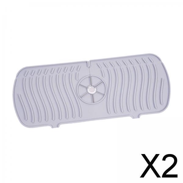2xSilicone Faucet Absorbent Pads Washable Dish Drying Organizer Guard Gray