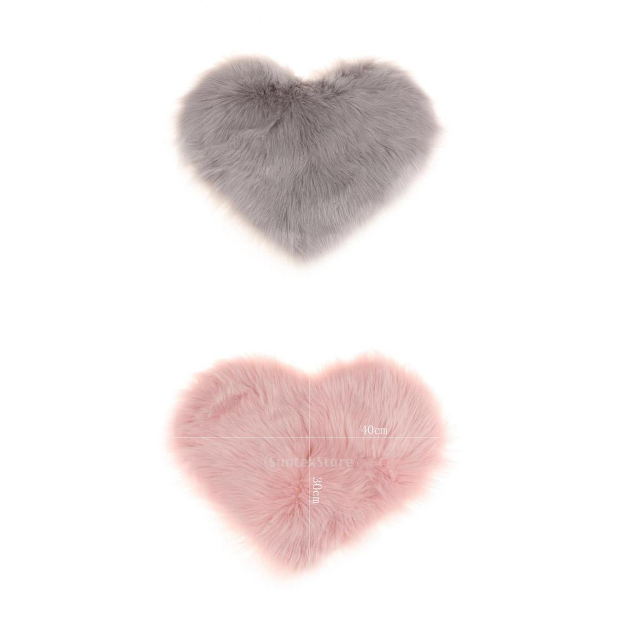 30x40cm Love Shaped Shaggy Soft Sheepskin Area Rug Faux Fur Rug Pink & Grey