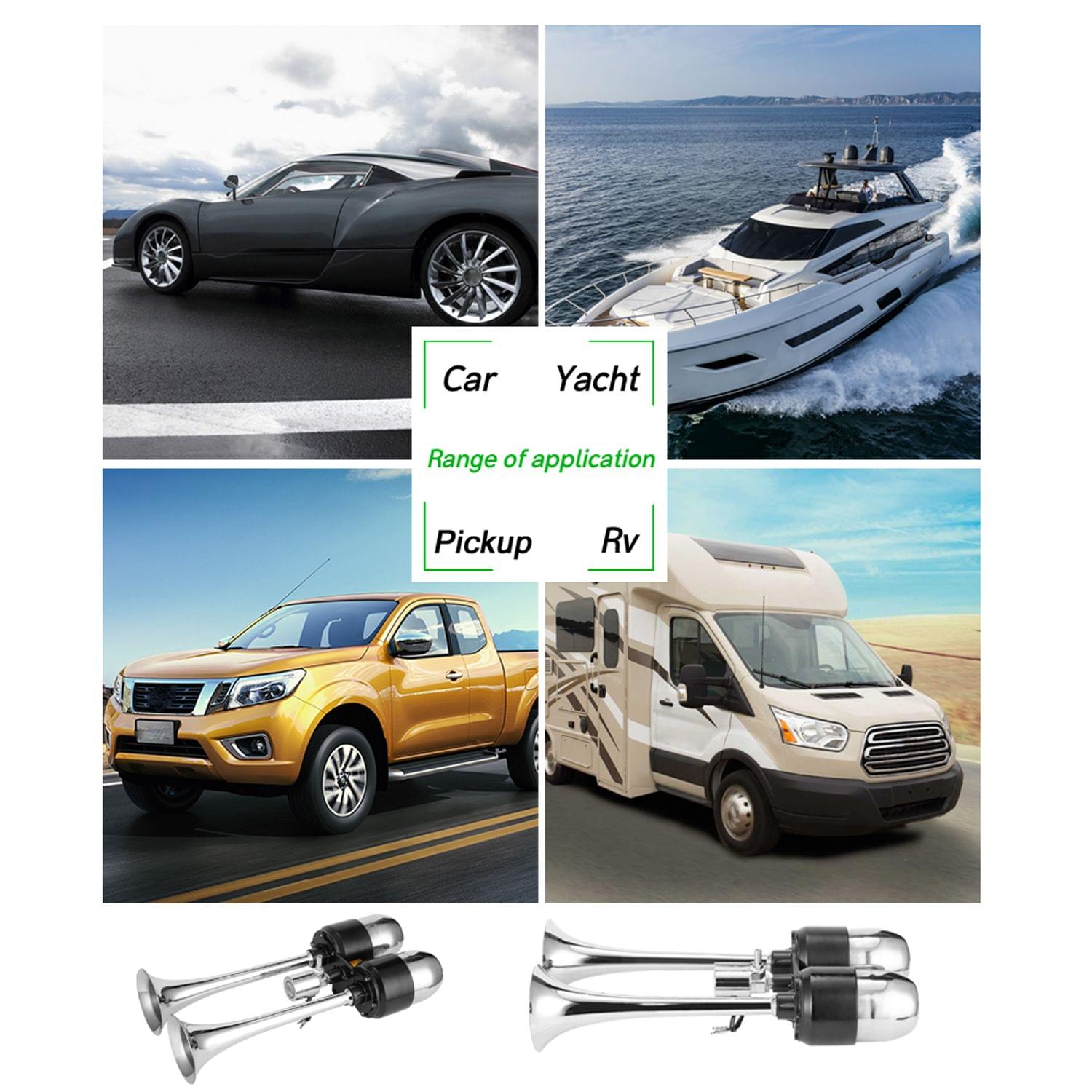 Dual Trumpet Air Horn 200DB Universal Trumpet Truck Dual Air