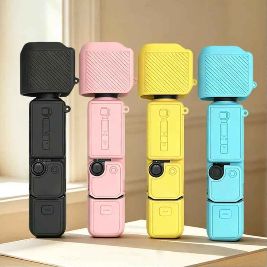Uniqbuy Silicone Case 4-in-1 Full Body Protective Cover Kit Anti-Scratch Shockproof Skin Sleeve with Lanyard For DJI Osmo Pocket 4 (Black)