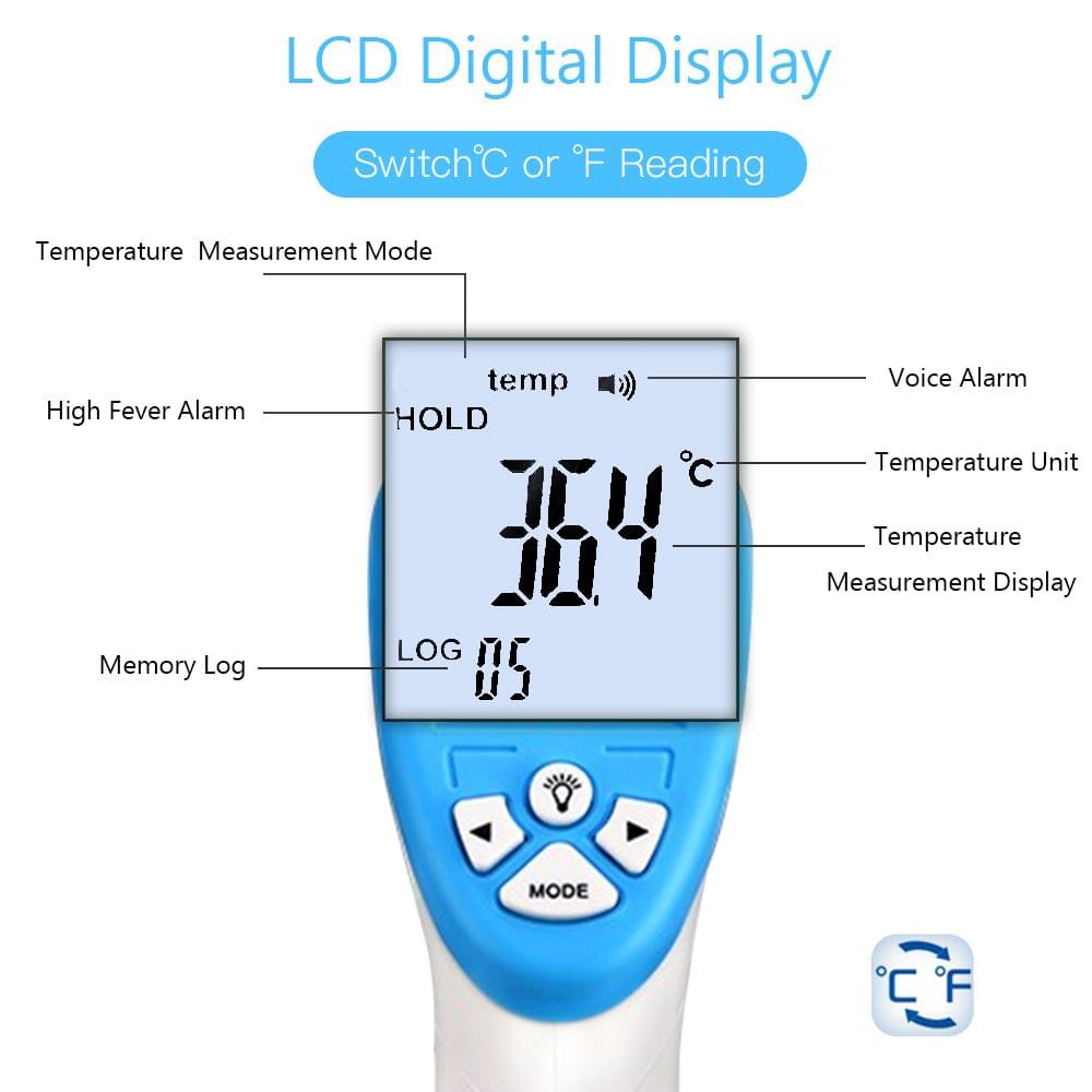 Non-Contact Forehead Thermometer Digital LCD Display
