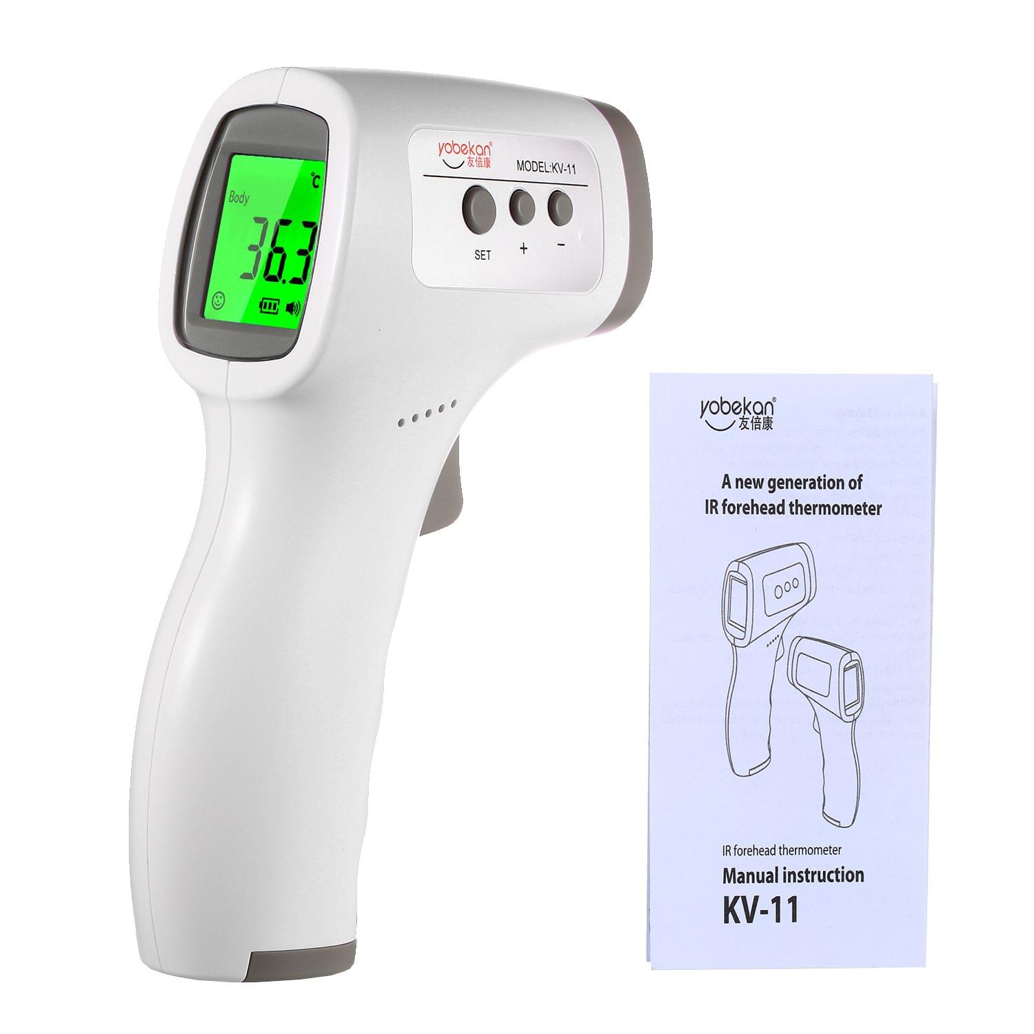 Digital Infrared Forehead Thermometer LCD IR Thermometer - White & Grey