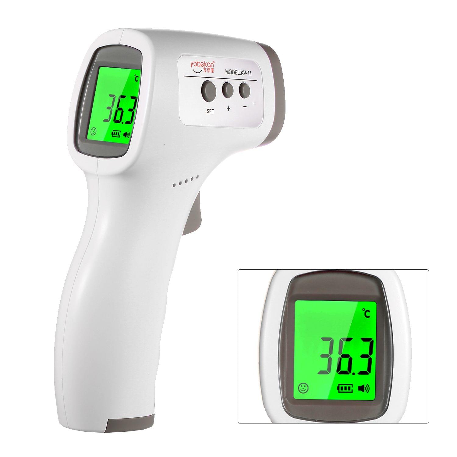 Digital Infrared Forehead Thermometer LCD IR Thermometer - White & Grey