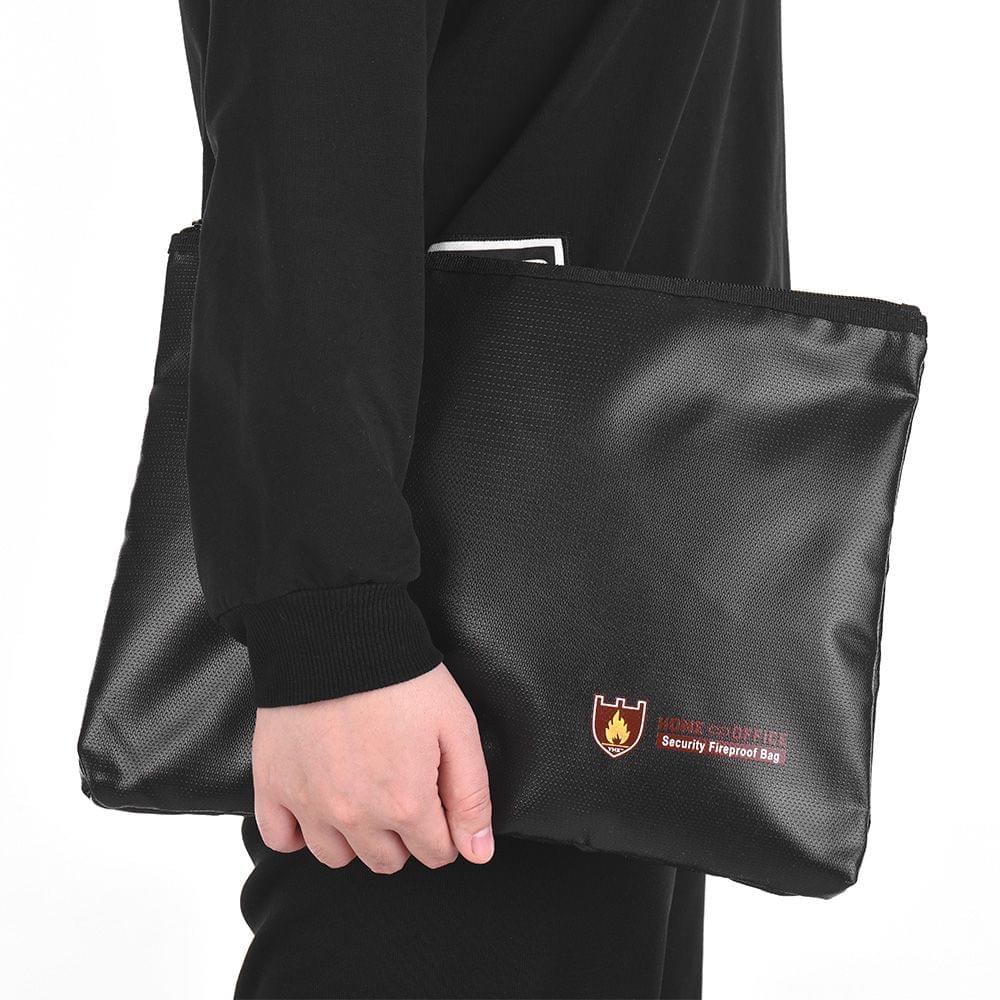 Fireproof Document Bag Silicone Coated Fiberglass Money Bag - Large