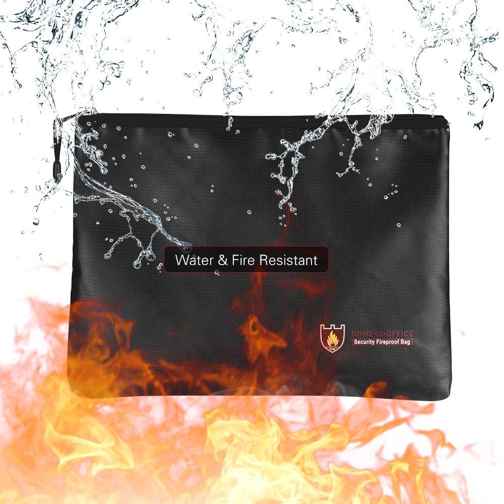 Fireproof Document Bag Silicone Coated Fiberglass Money Bag - Large