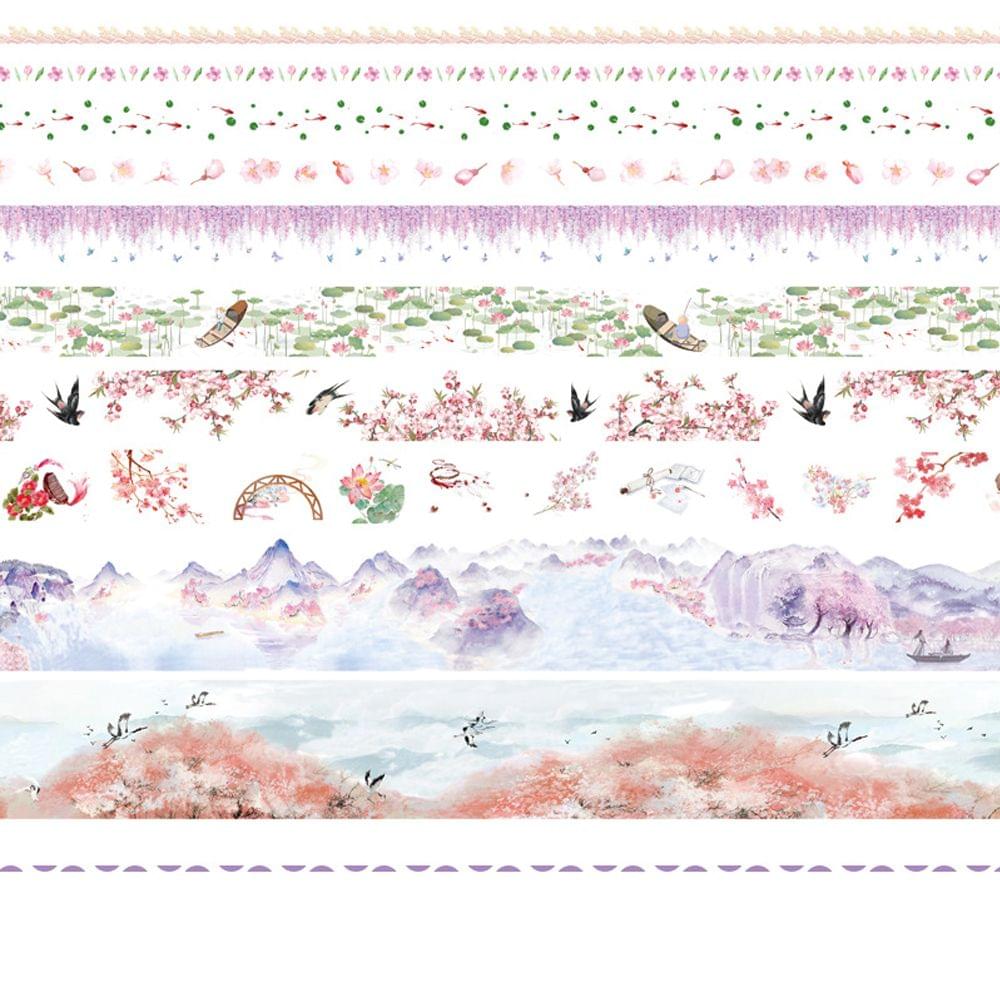 Washi Japanese Paper Tape Scrapbooking Tape Rolls 2 Meters - Flower