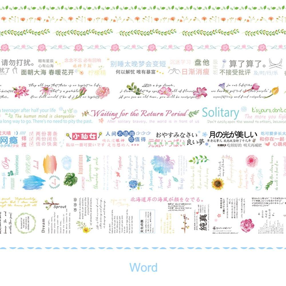 Washi Japanese Paper Tape Scrapbooking Tape Rolls 2 Meters - Word