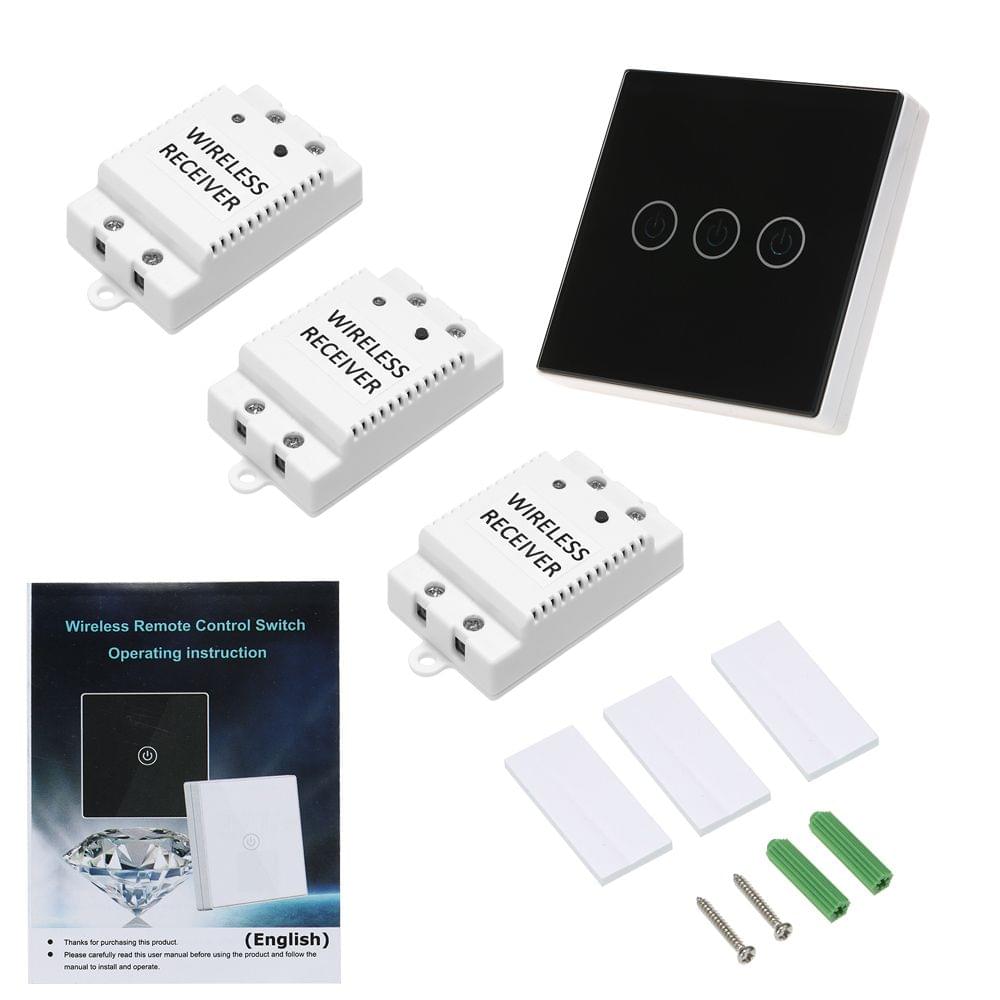 Wireless Light Switch 3 Gang On/Off Switch for Lamps