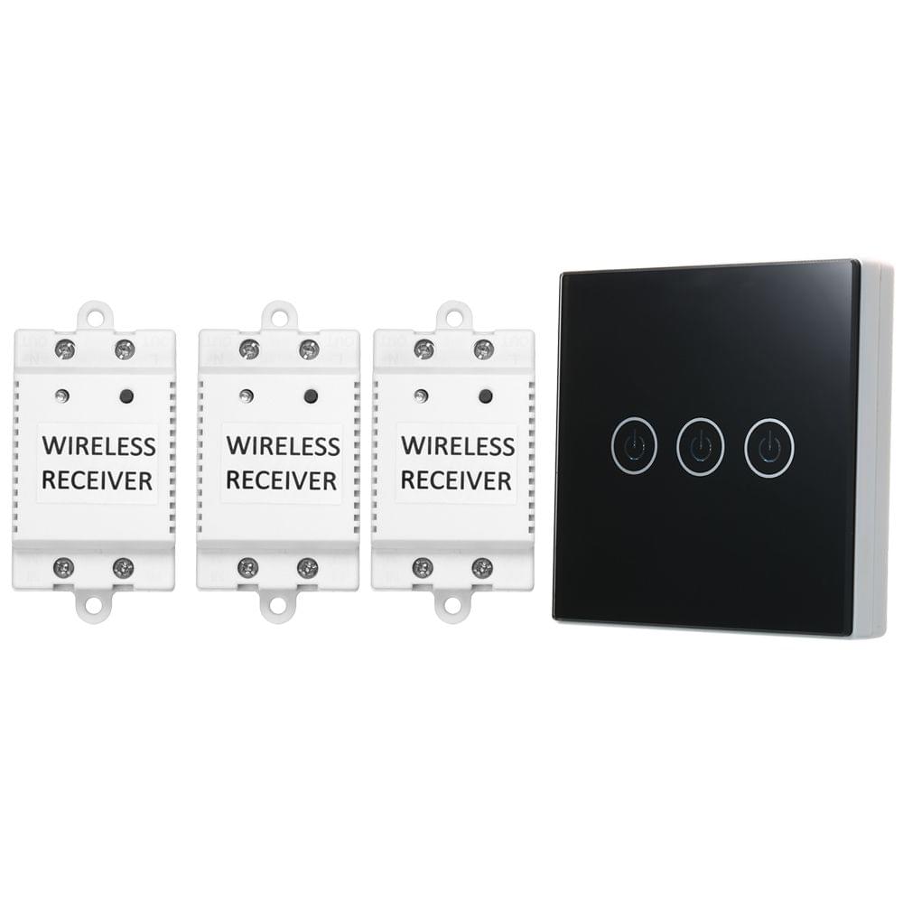 Wireless Light Switch 3 Gang On/Off Switch for Lamps