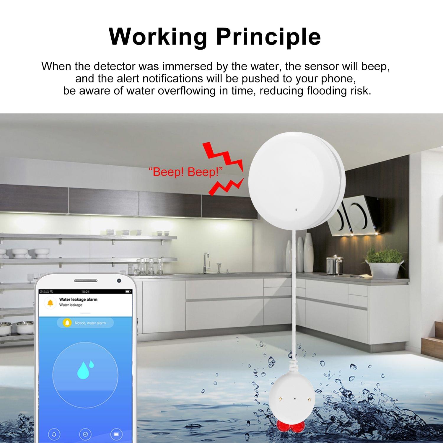 WIFI Water Leak Sensor Water Leakage Intrusion Detector