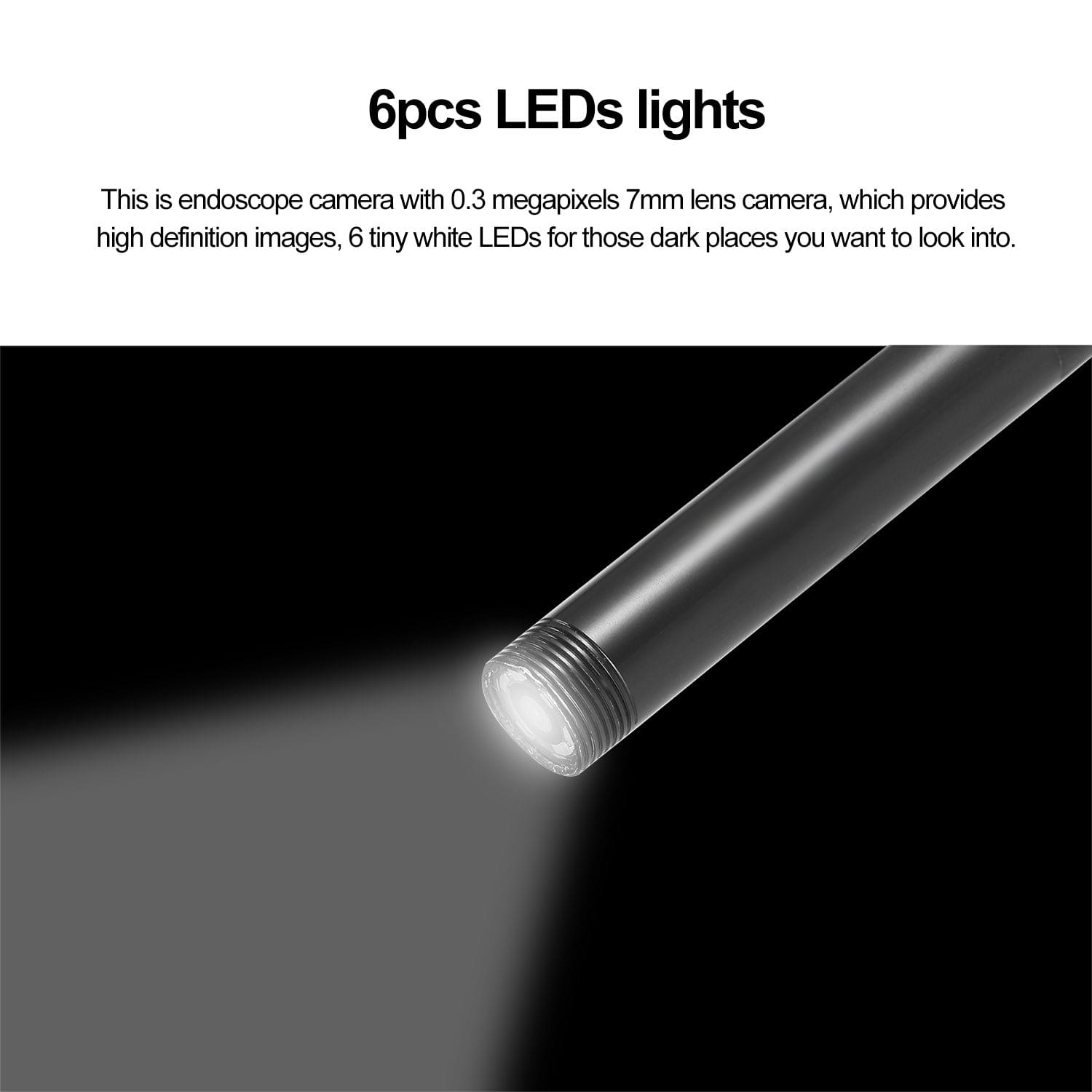 7MM Endoscope Camera 6 LED Lens Mini Camcorders IP67 - 2M