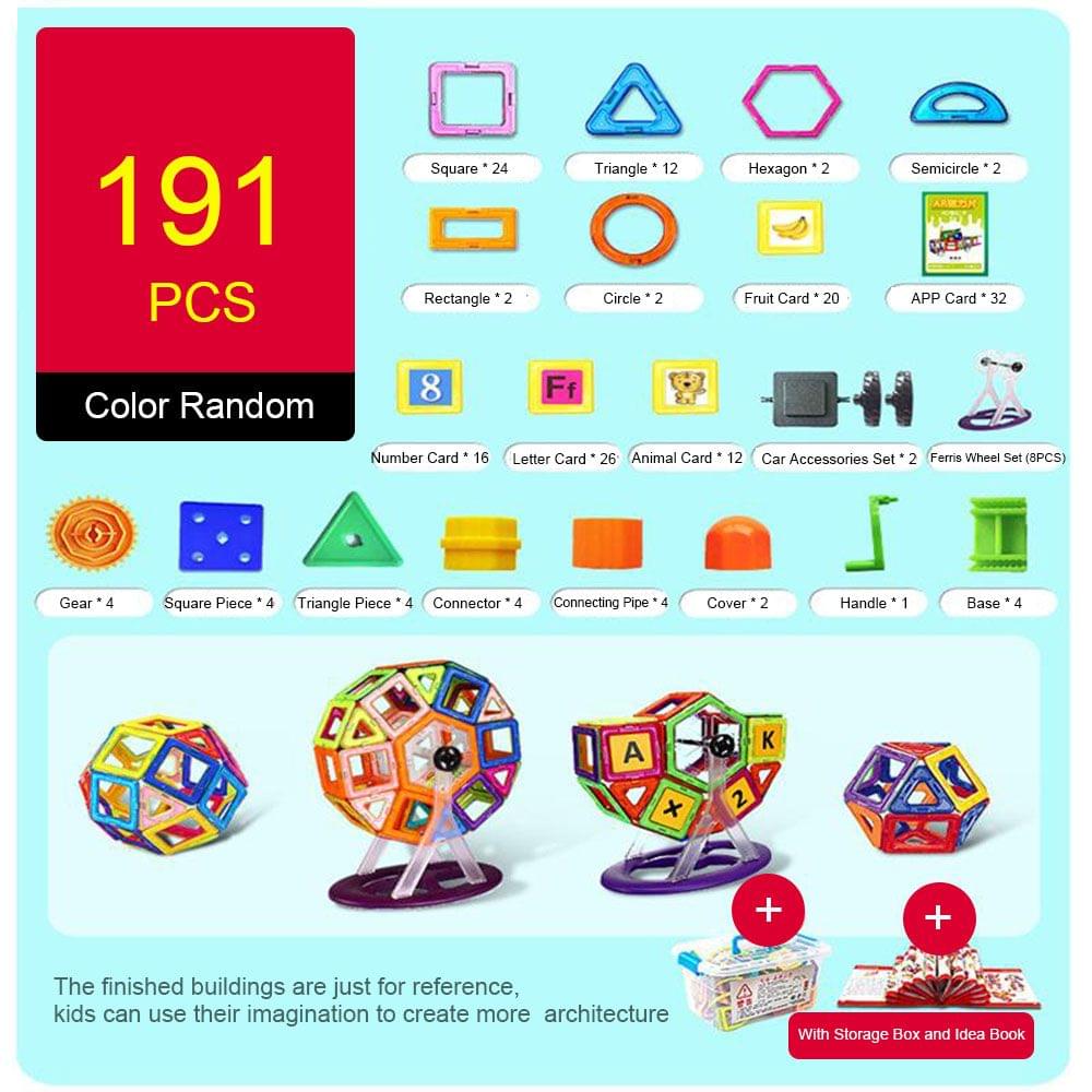 191PCS Magnetic Blocks Building Toys Magnetic Construction - 191PCS
