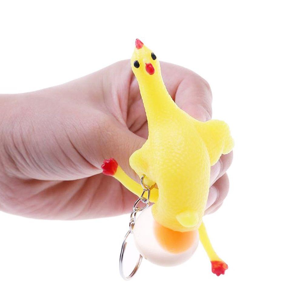 5Pcs Funny Cute Squeeze Chicken Laying Egg Keychains Vent - 5pcs