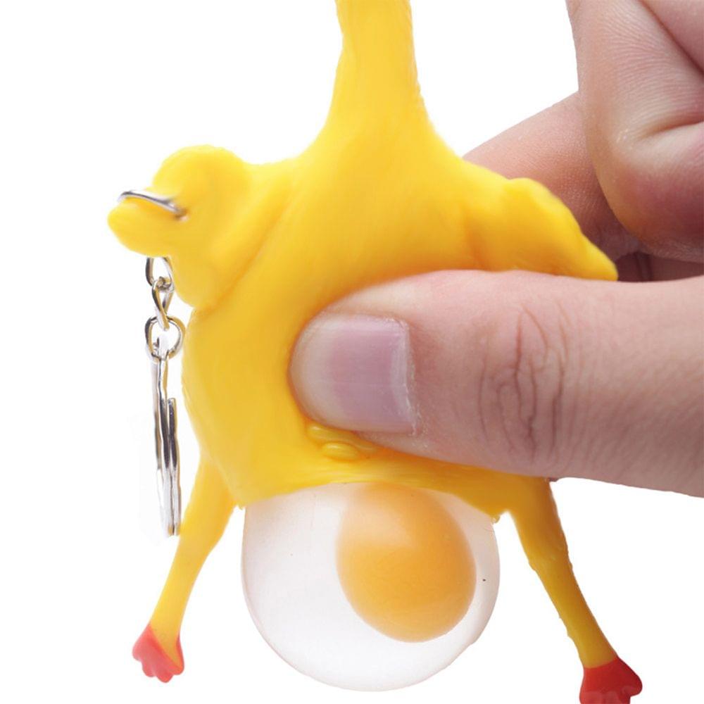 5Pcs Funny Cute Squeeze Chicken Laying Egg Keychains Vent - 5pcs