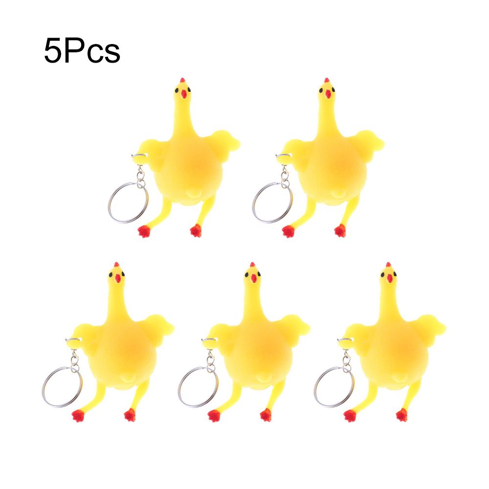 5Pcs Funny Cute Squeeze Chicken Laying Egg Keychains Vent - 5pcs