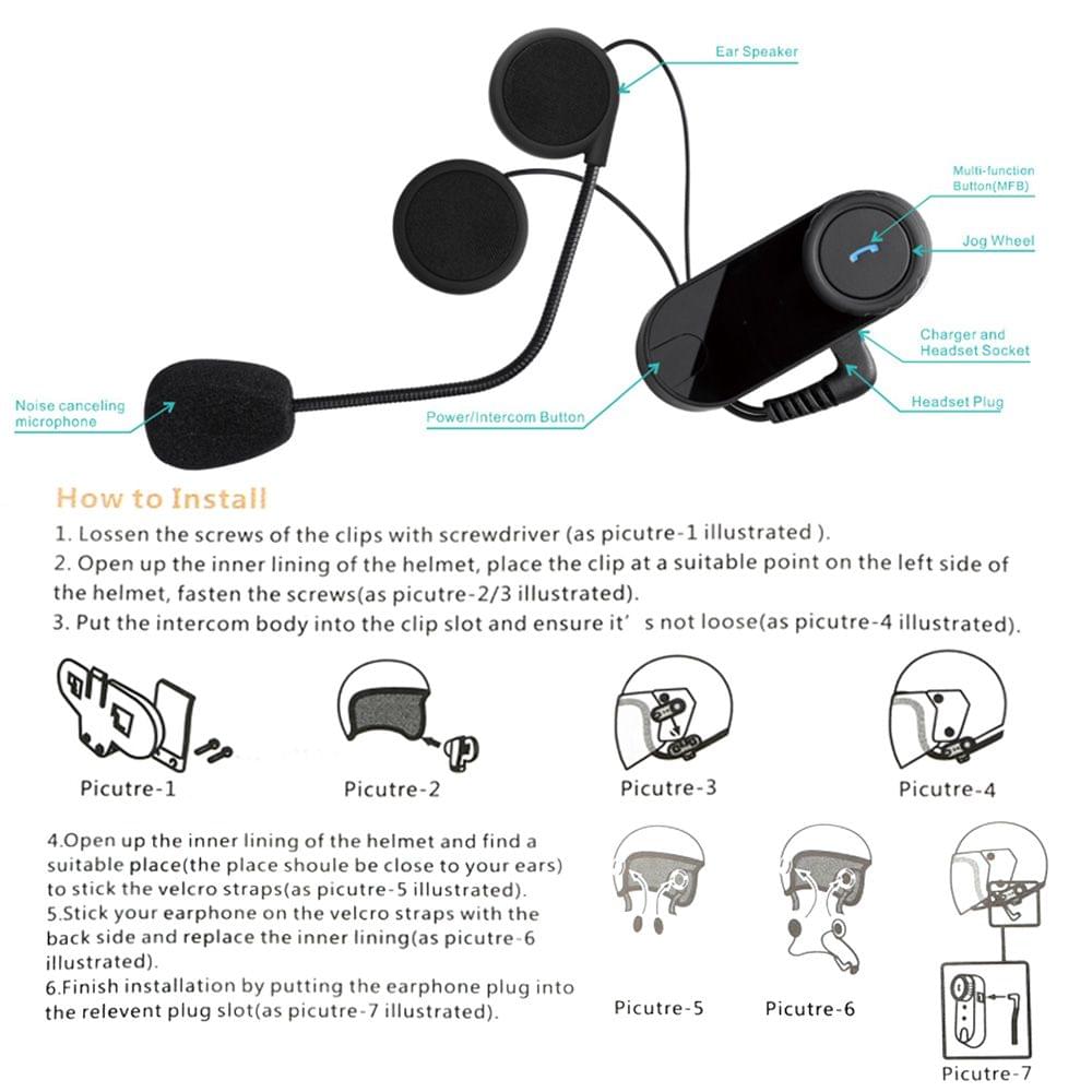 Freedconn TCOM-OS Motorcycle Helmet Bluetooth Intercom - US Plug
