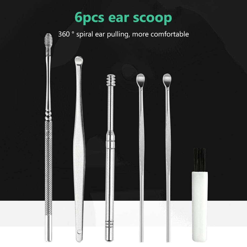 6Pcs Ear Pick Set Stainless Steel Earpick Ear Wax Curette - 6PCS