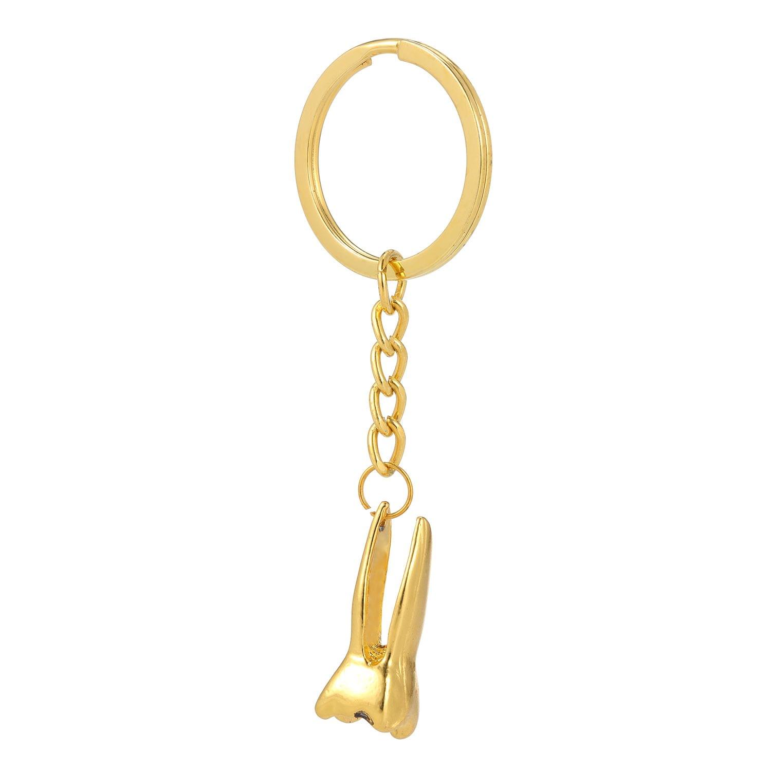 Gold Tooth-shaped Key Chain Dental Theme Stainless Steel Key