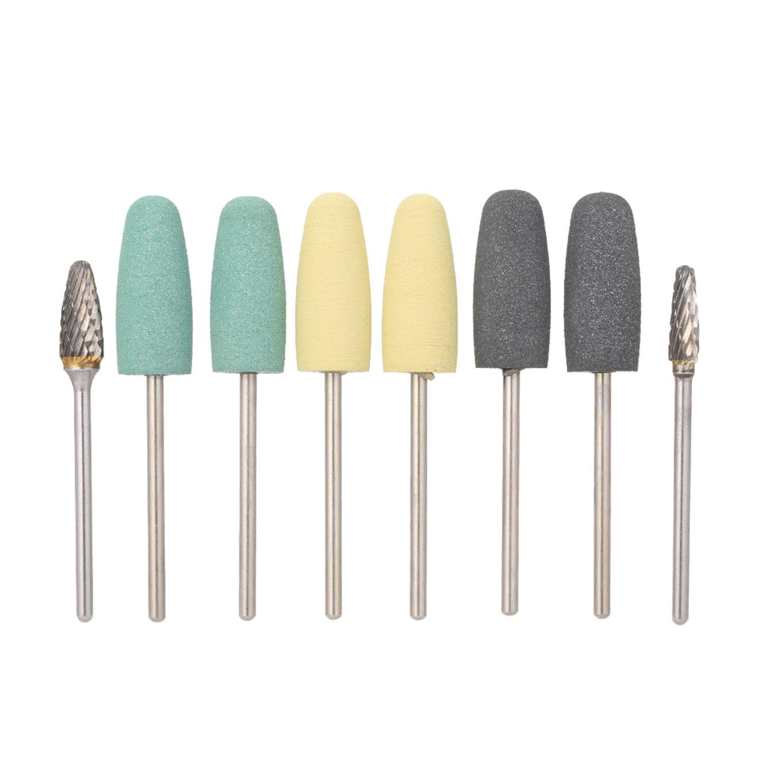 Rotary Bur Set 6pcs Silicone Drill Bits & 2pcs Tungsten
