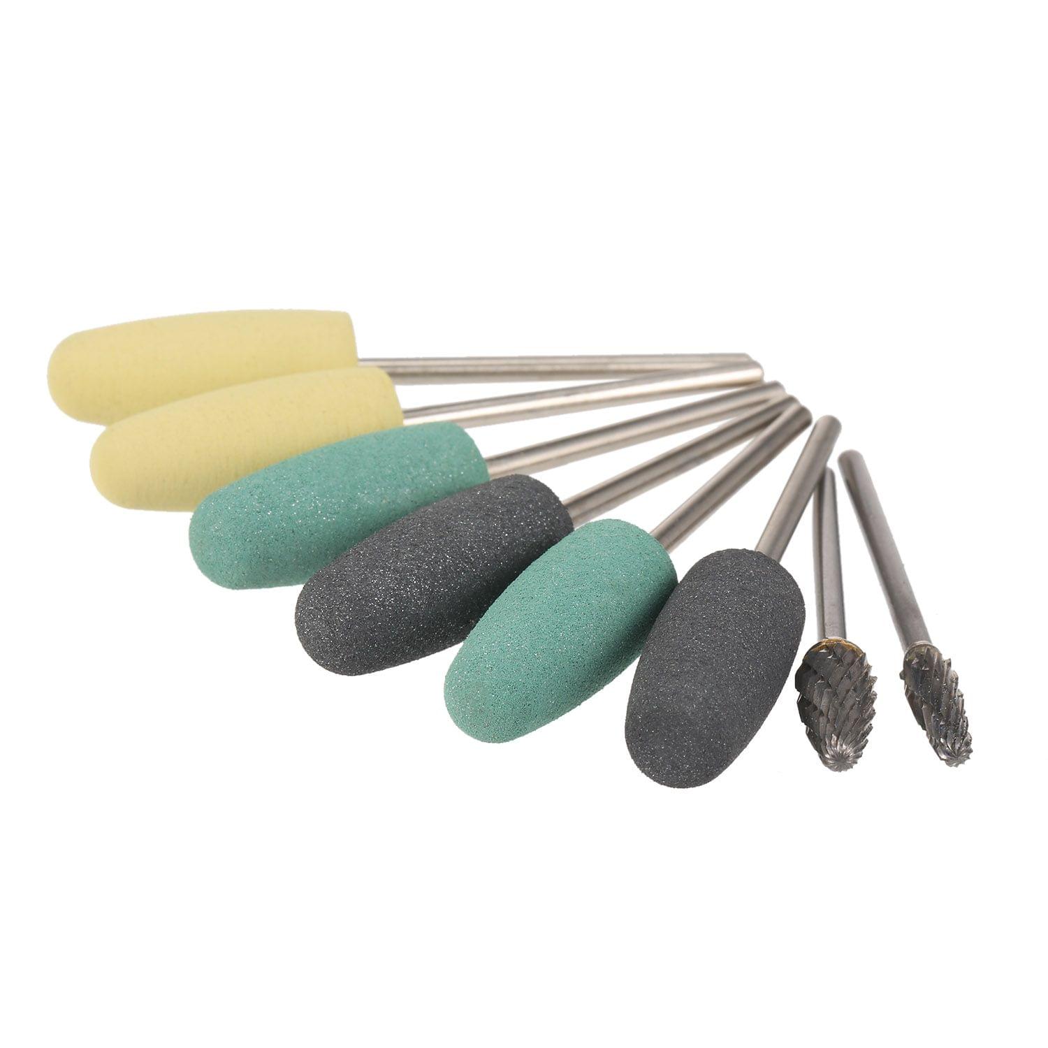 Rotary Bur Set 6pcs Silicone Drill Bits & 2pcs Tungsten