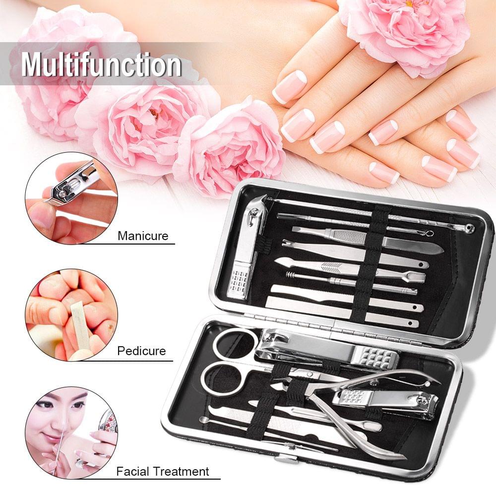 16Pcs Stainless Steel Manicure Pedicure Set Nail Clipper
