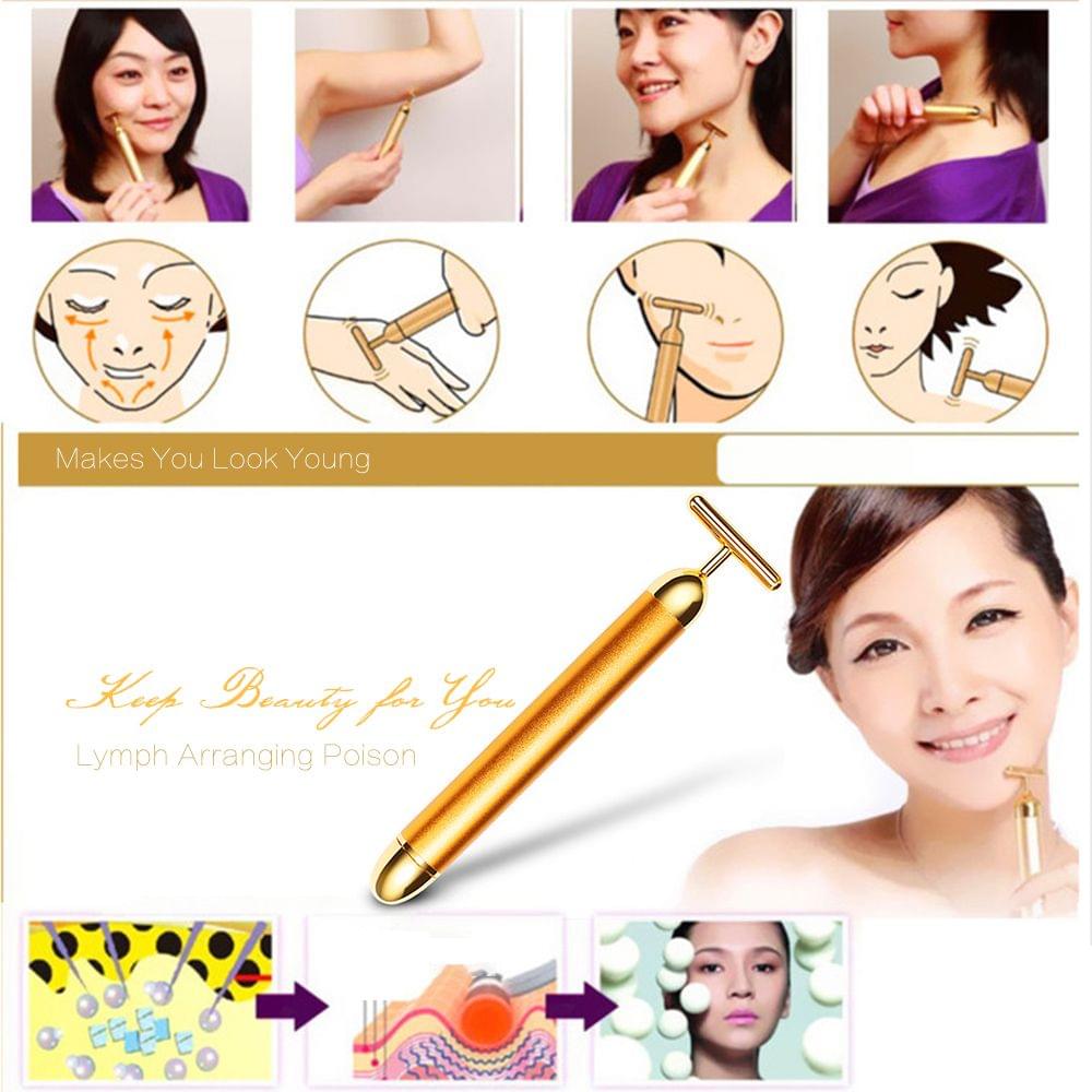 Women 24K Golden Massage Bar Fashion Anti Wrinkles Face