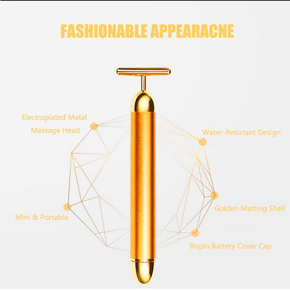 Women 24K Golden Massage Bar Fashion Anti Wrinkles Face