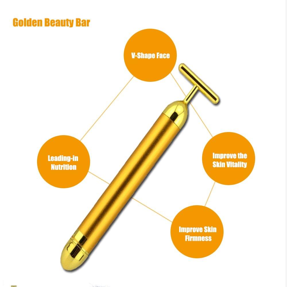 Women 24K Golden Massage Bar Fashion Anti Wrinkles Face