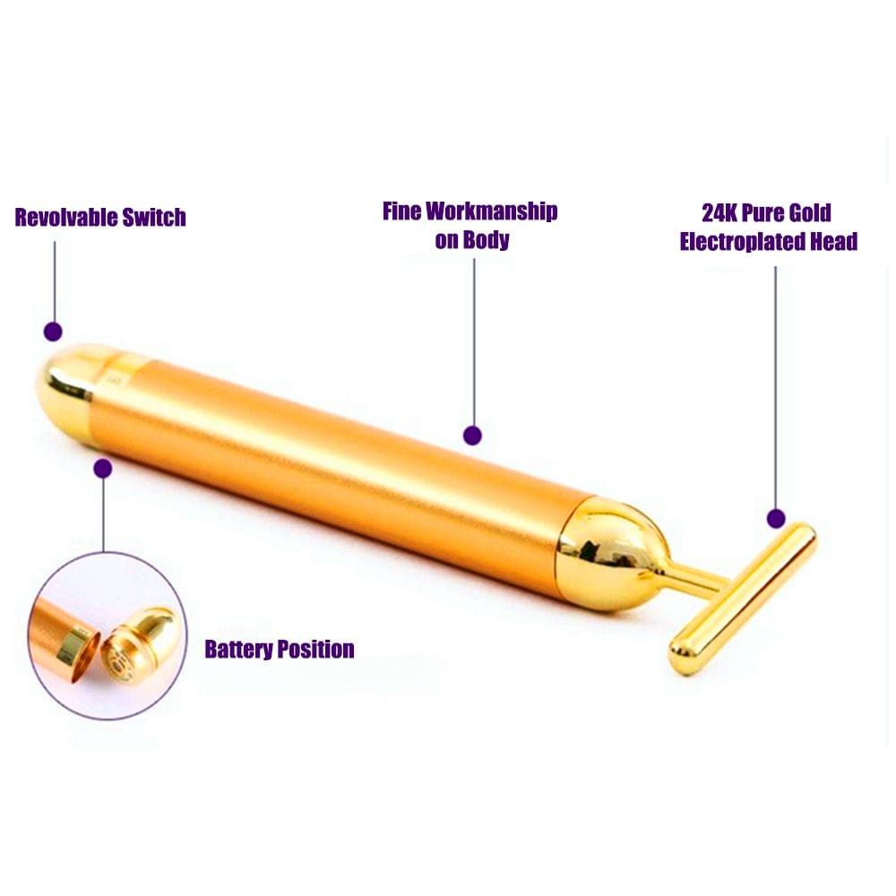 Women 24K Golden Massage Bar Fashion Anti Wrinkles Face